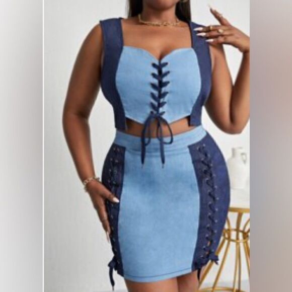 Fashion Nova denim 2pcs set - Picture 1 of 3
